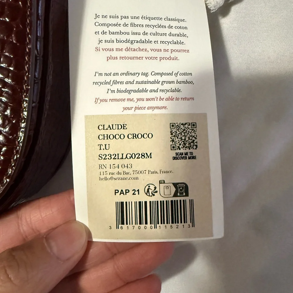Sezane CLAUDE BAG CHOCOLATE CROCODILE PRINT - Picture 10 of 14